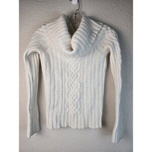 Y2k Abercrombie Vintage Cable Knit Off Shoulder Wool Angora Cashmere Sweater L